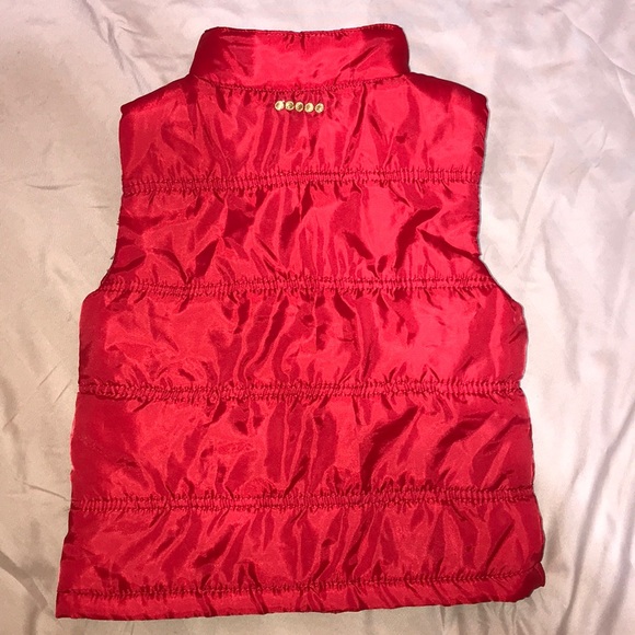 COOGI Red Puffer Gold Button Up Vest Jacket 3T - Picture 7 of 10